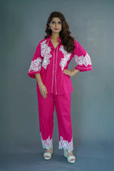 Malai Cotton Co-ord Sets with Organza Patches