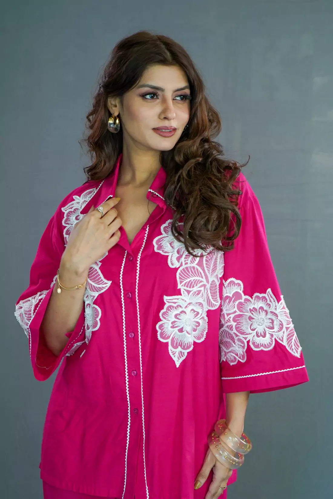 Malai Cotton Co-ord Sets with Organza Patches