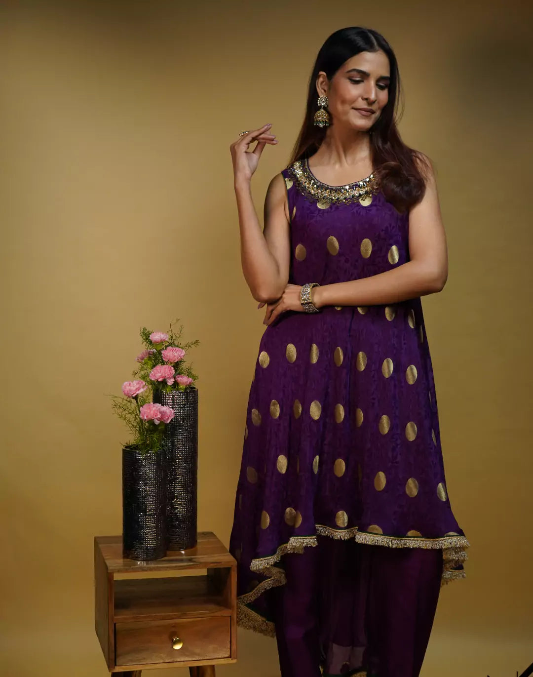 Polka Embellished Kurta Set