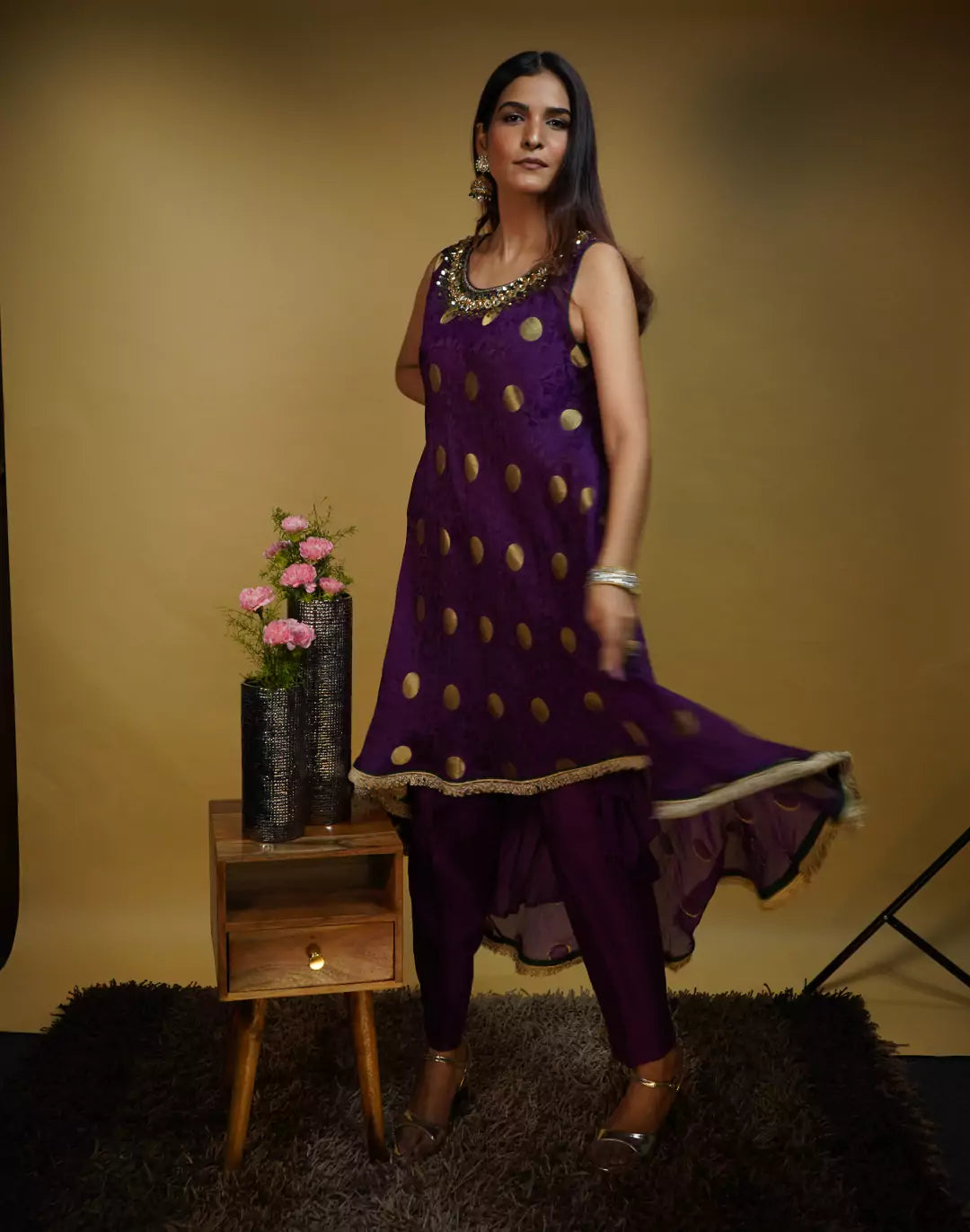Polka Embellished Kurta Set