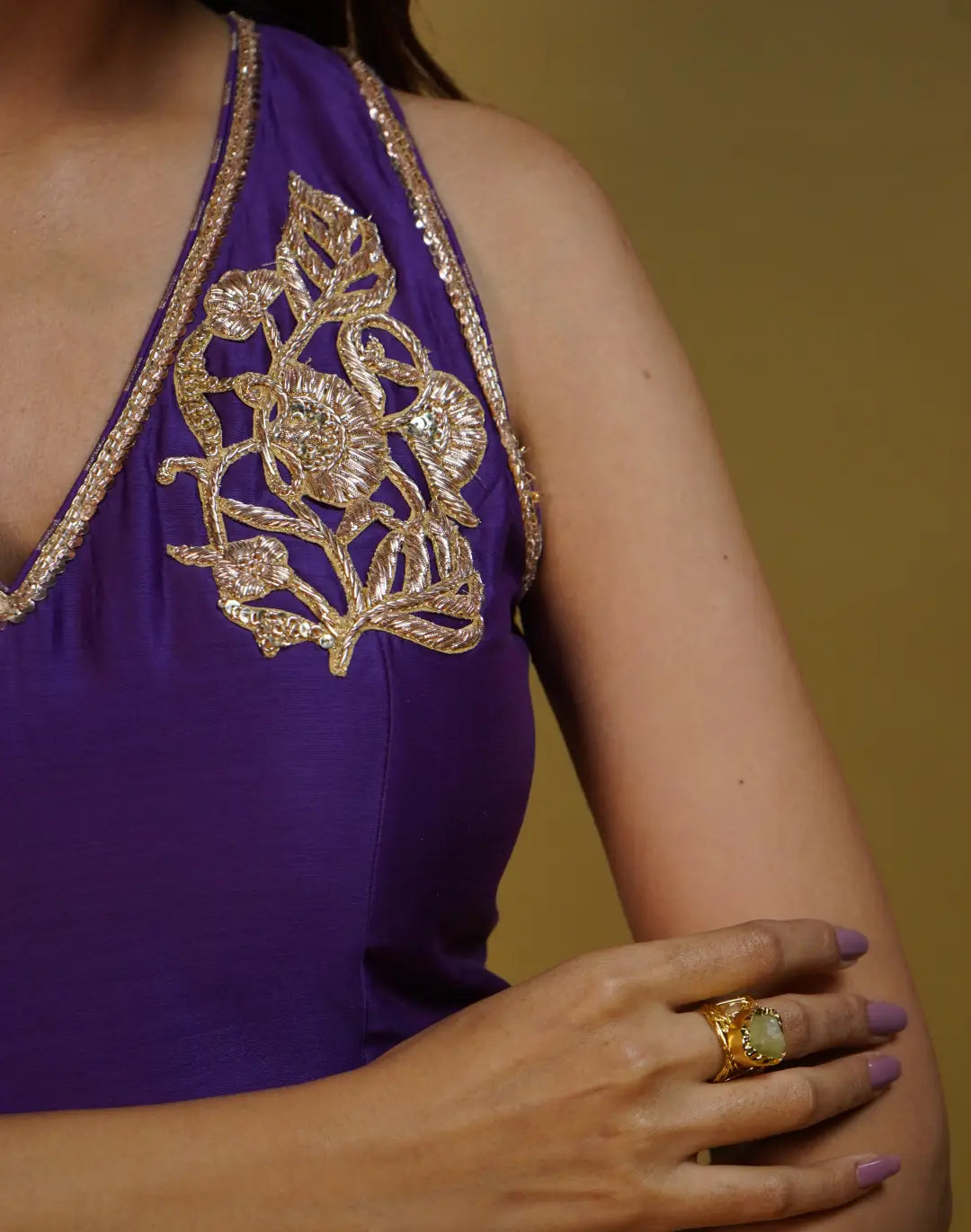 Vibrant Purple Embroidered Jumpsuit