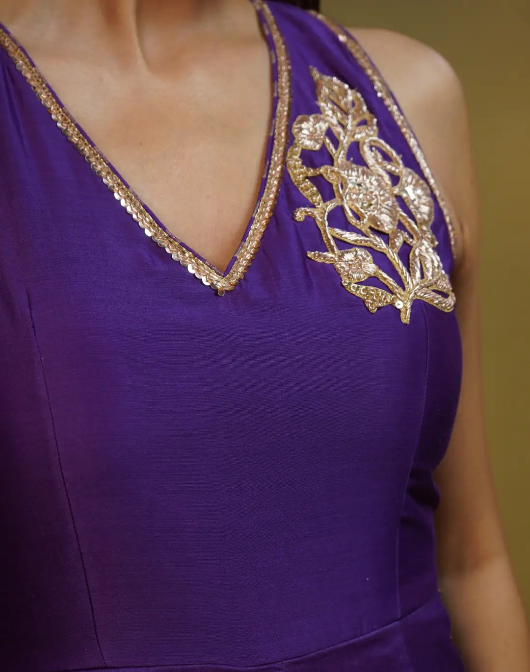Vibrant Purple Embroidered Jumpsuit