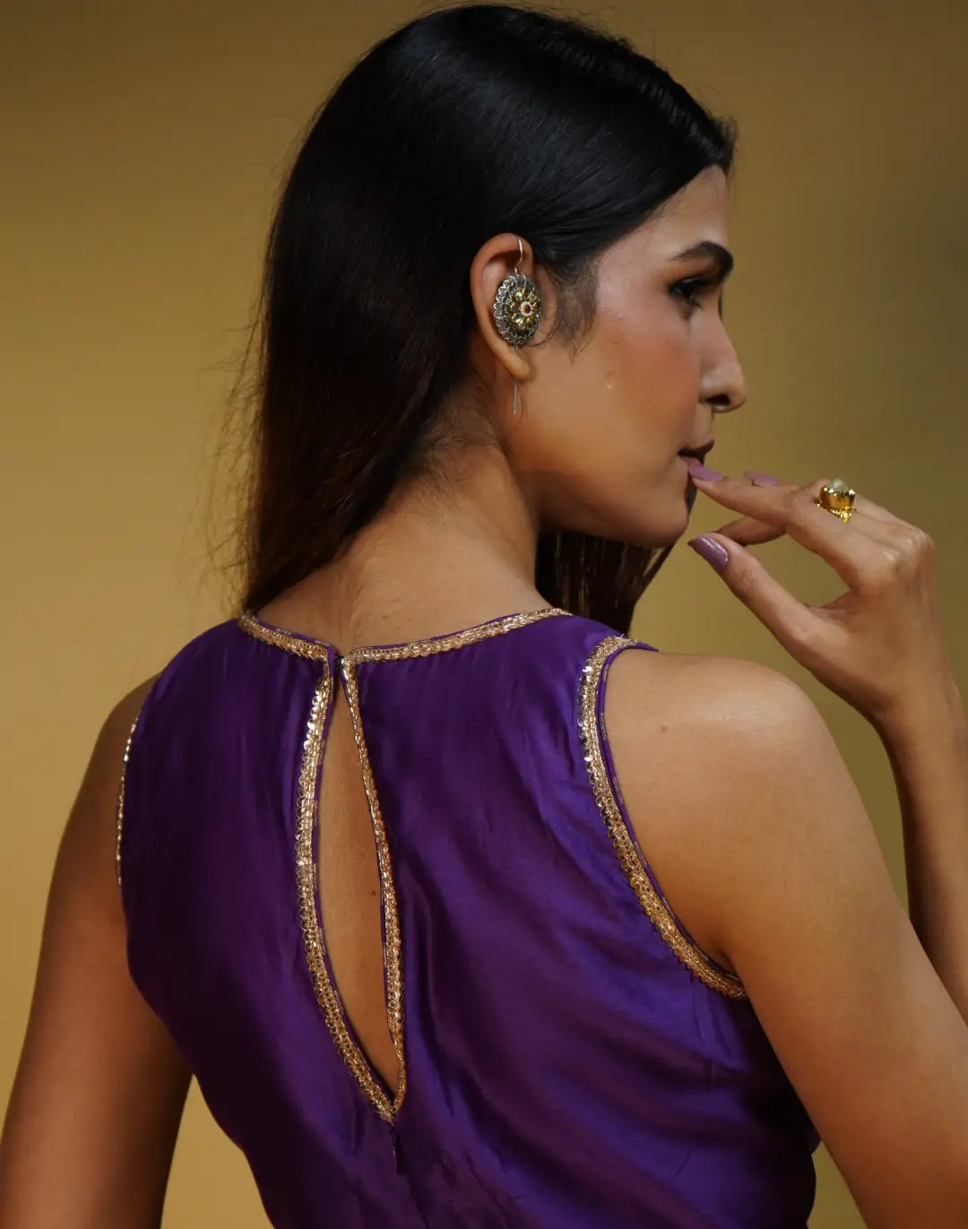 Vibrant Purple Embroidered Jumpsuit