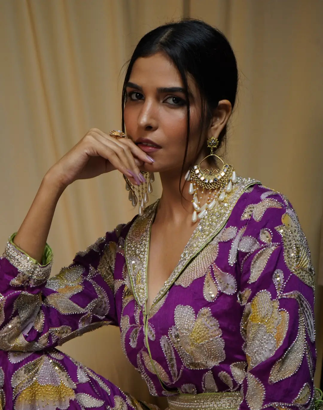 Striking Floral Embroidered Set