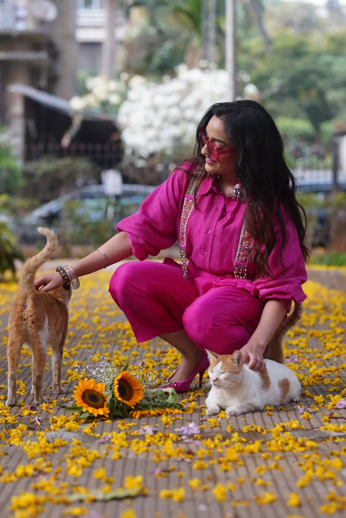 Slub Silk Tunic-Pants Co-ord Sets