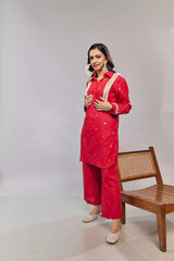 Gold Butti Linen Kurta Pant