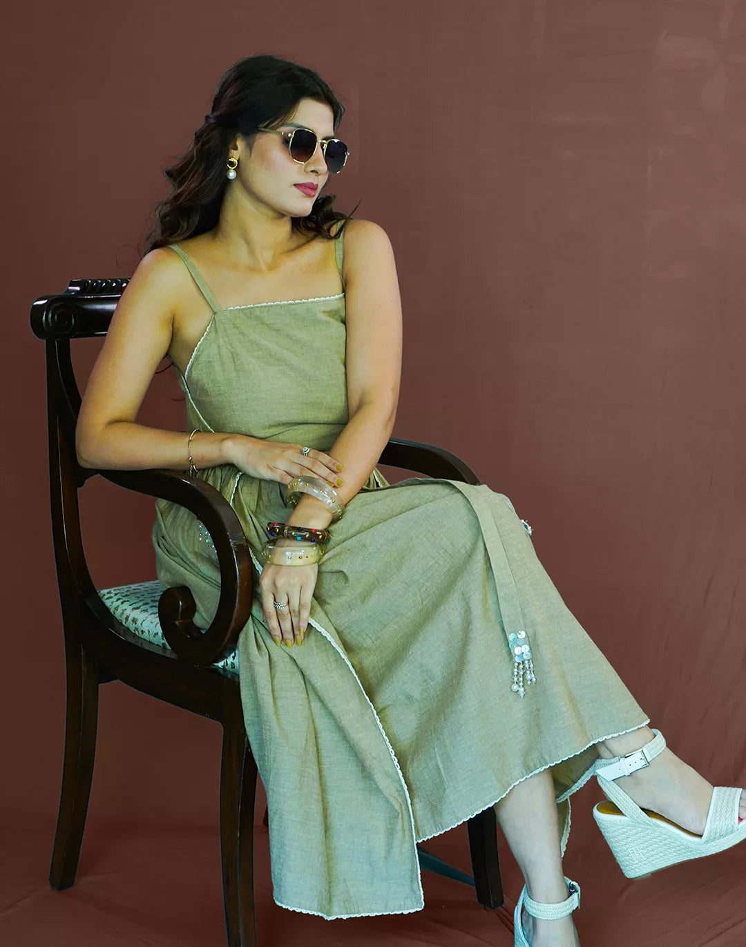 Sequin Pocket Wrap Dress