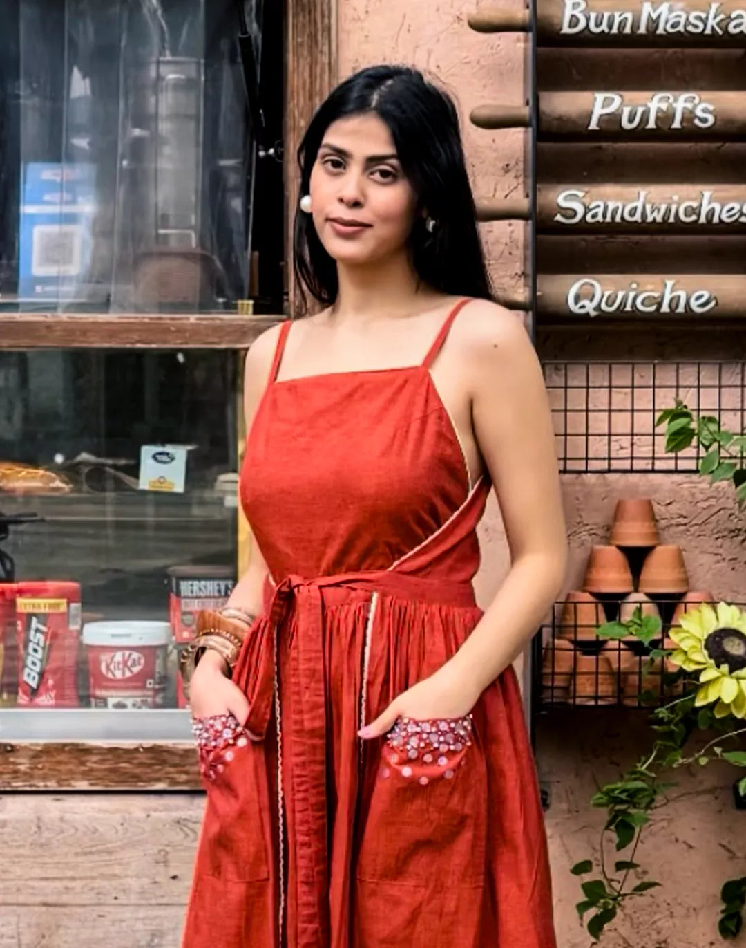 Sequin Pocket Wrap Dress