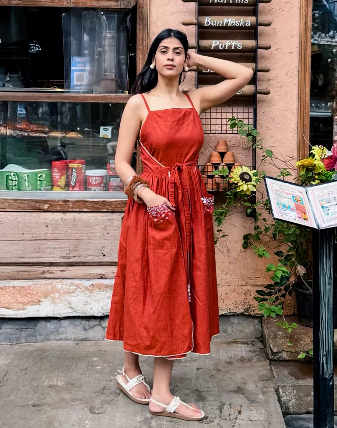 Sequin Pocket Wrap Dress