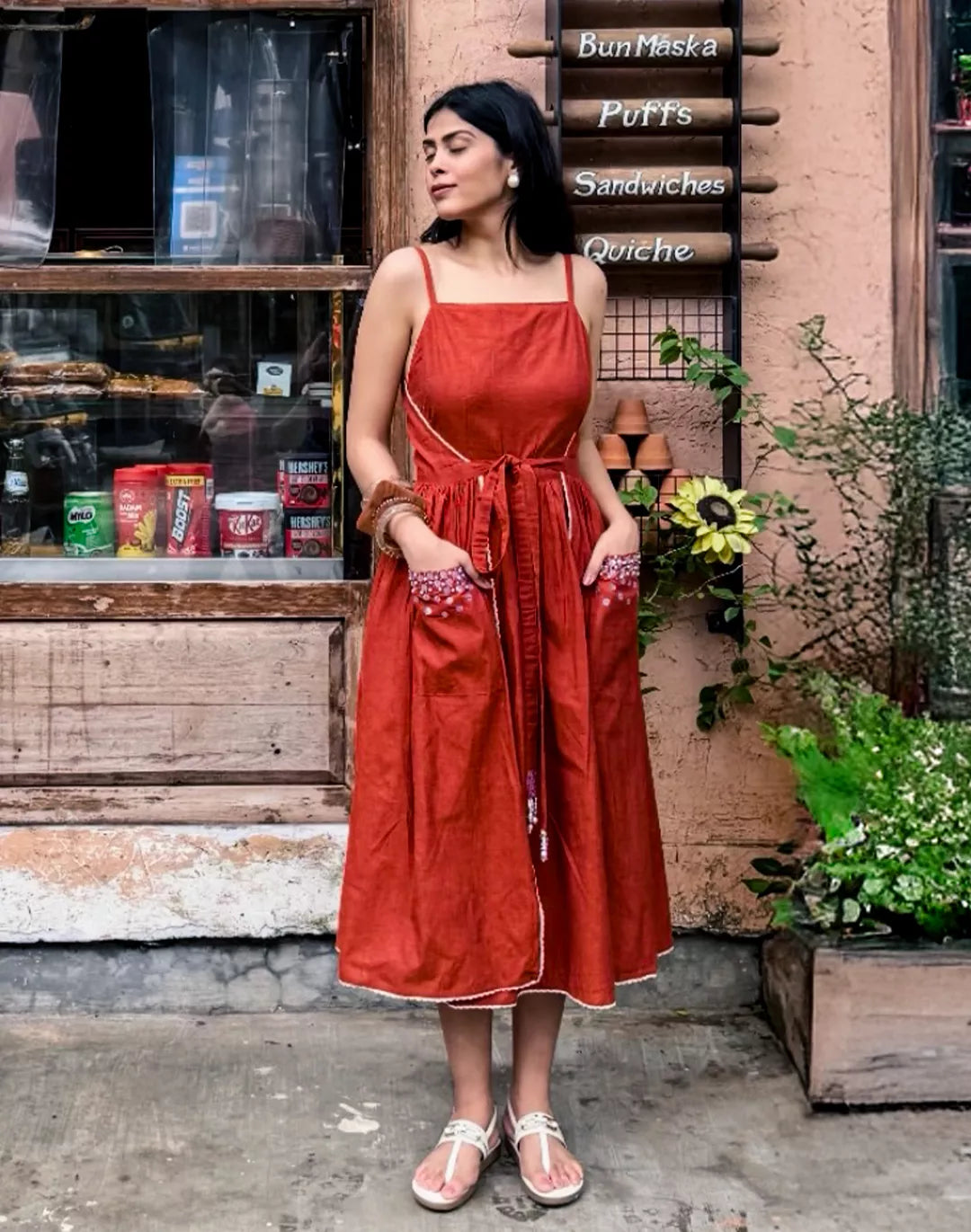 Sequin Pocket Wrap Dress