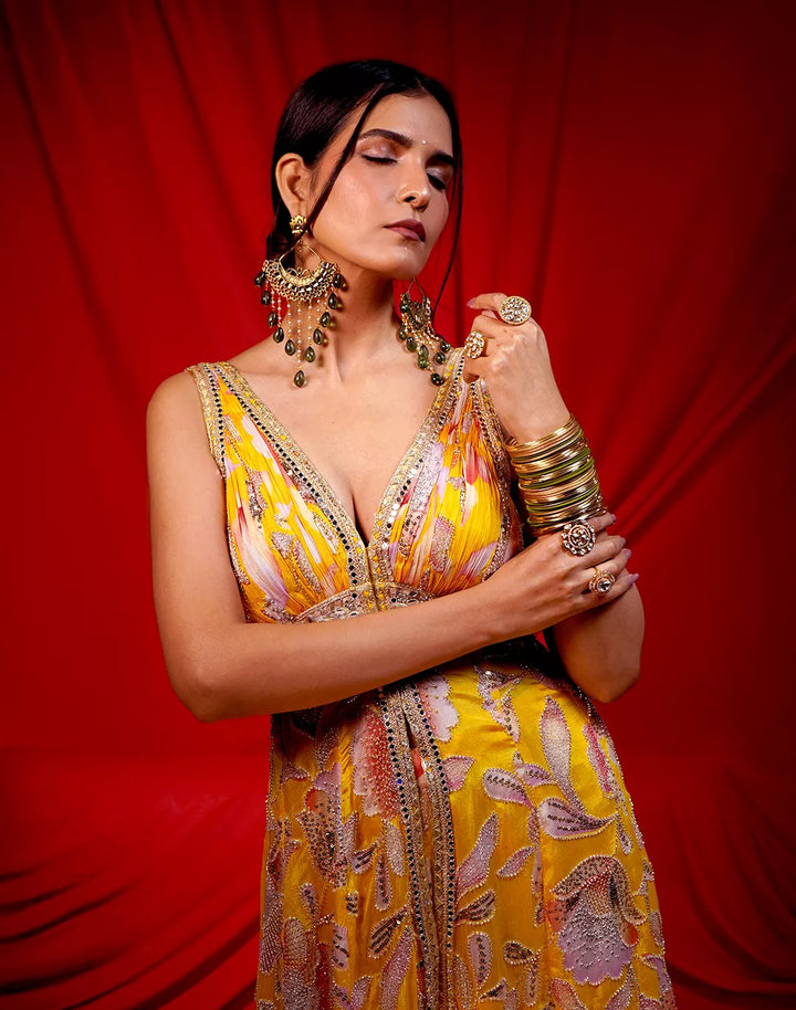 Floral Embroidered Sharara Set