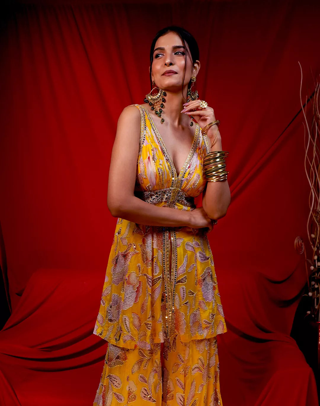 Floral Embroidered Sharara Set