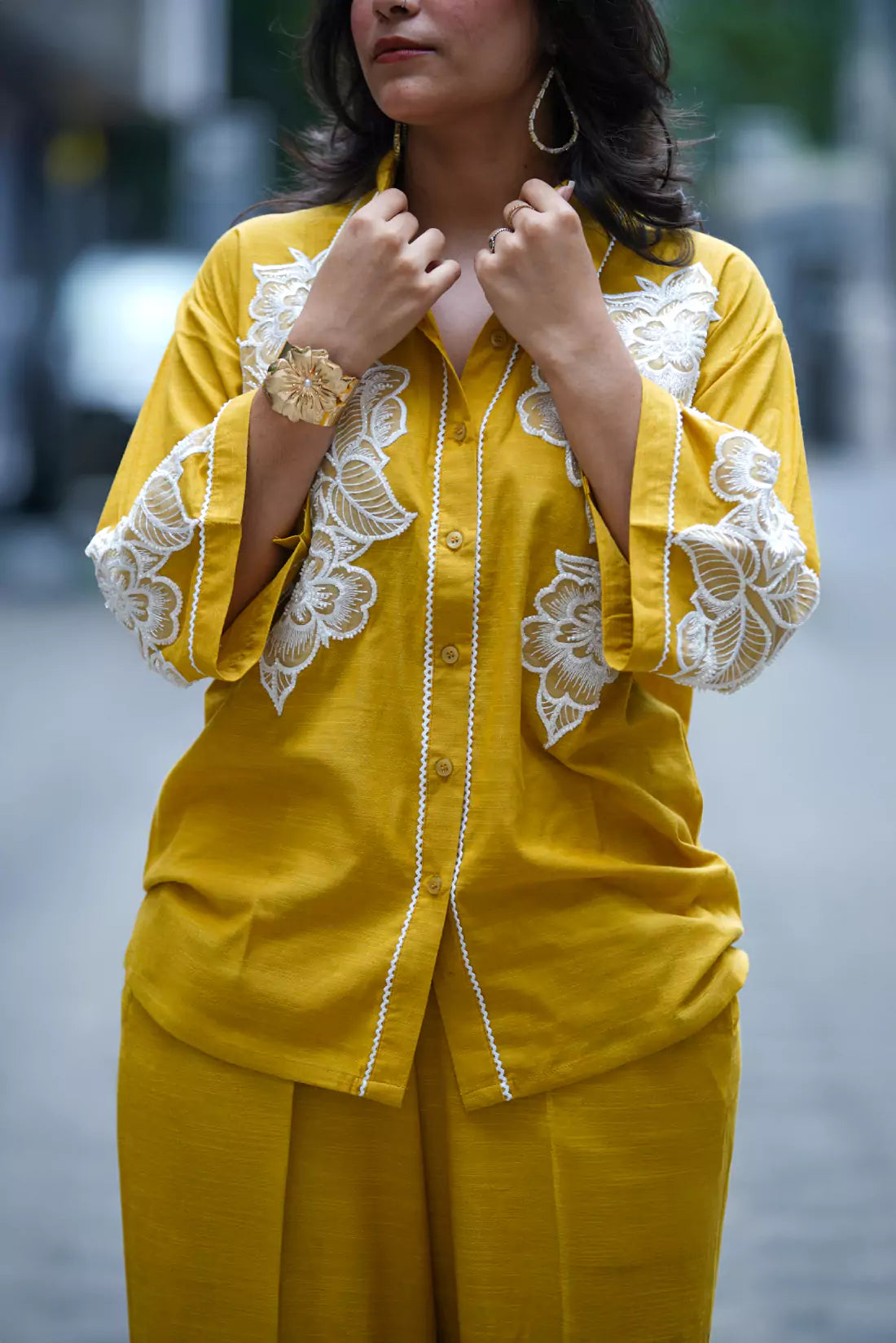 Malai Cotton Co-ord Sets with Organza Patches