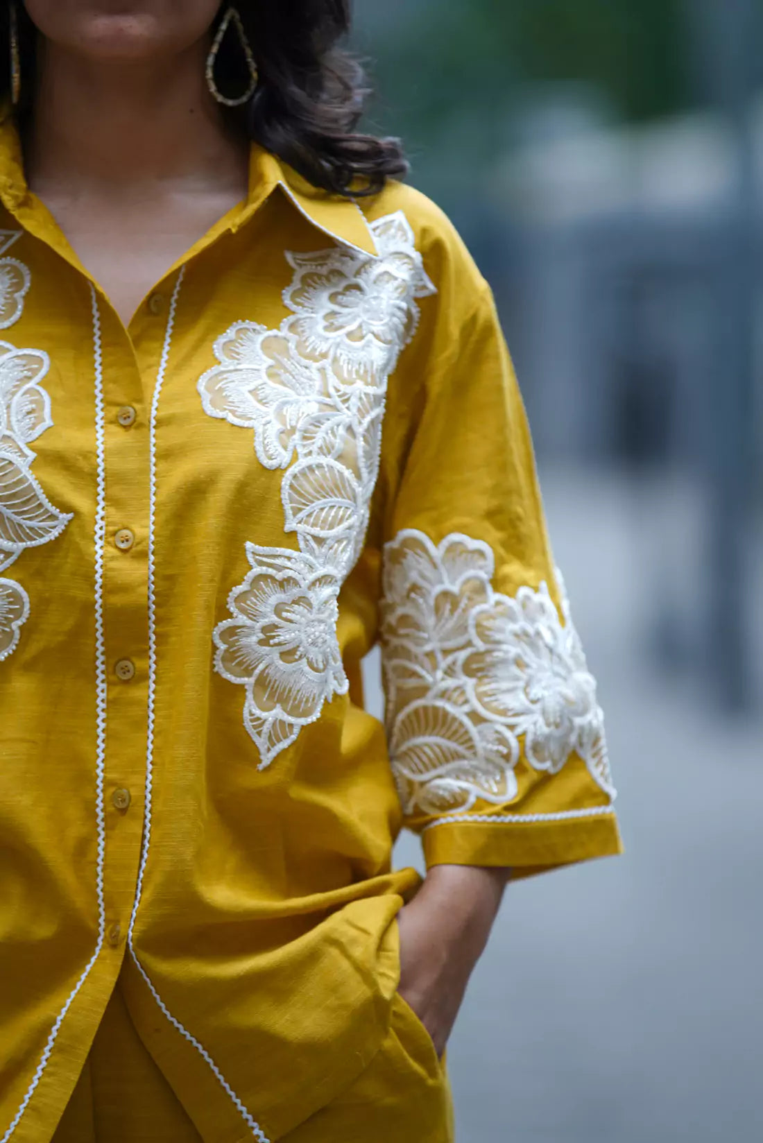 Malai Cotton Co-ord Sets with Organza Patches