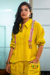 Slub Silk Tunic-Pants Co-ord Sets